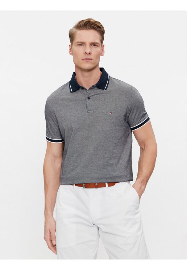 TOMMY HILFIGER - Tommy Hilfiger Polo Monotype Oxford Collar Reg Polo MW0MW34778 Szary Regular Fit. Typ kołnierza: polo. Kolor: szary. Materiał: bawełna