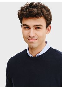 Pako Lorente - PAKO LORENTE – Granatowy sweter męski. Kolor: oliwkowy, niebieski. Materiał: bawełna. Wzór: gładki. Sezon: wiosna #5