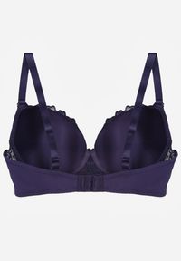 Born2be - Granatowy Biustonosz z Koronką i Sercem z Cyrkonii Coratune. Kolor: niebieski. Materiał: koronka. Wzór: koronka #6