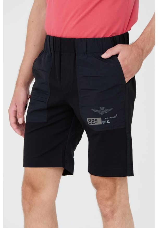 Aeronautica Militare - AERONAUTICA MILITARE Czarne męskie spodenki, Rozmiar M. Kolor: czarny