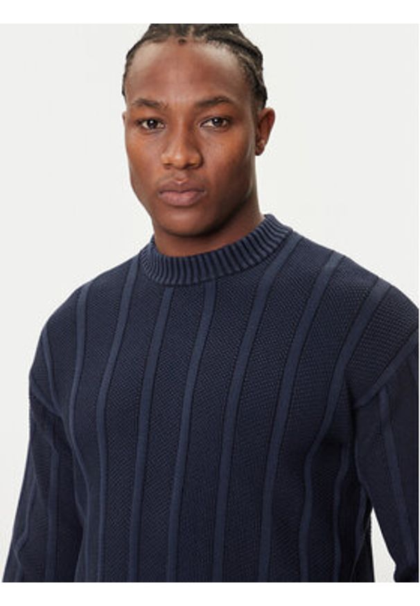 BOSS Sweter Kaktus 50543690 Granatowy Relaxed Fit. Kolor: niebieski. Materiał: bawełna