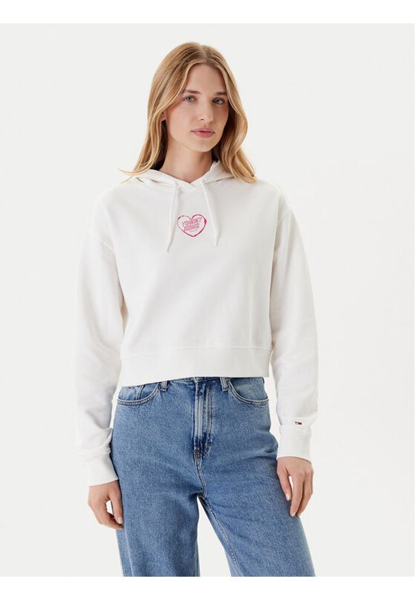 Tommy Jeans Bluza Heart DW0DW21408 Biały Relaxed Fit. Kolor: biały. Materiał: bawełna