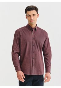 Pako Lorente - PAKO LORENTE - Bordowa koszula w geometryczny wzór. Kolor: czerwony. Materiał: elastan, bawełna. Długość rękawa: długi rękaw. Długość: długie. Wzór: geometria. Sezon: jesień #1