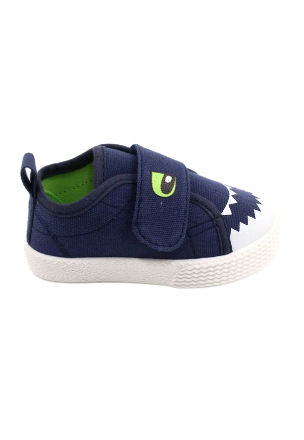 eVento - Evento Trampki Dziecięce Na Rzepy Krokodyl 21DZ26-3923 Navy granatowe. Zapięcie: rzepy. Kolor: niebieski. Materiał: tkanina, bawełna. Wzór: aplikacja. Styl: młodzieżowy