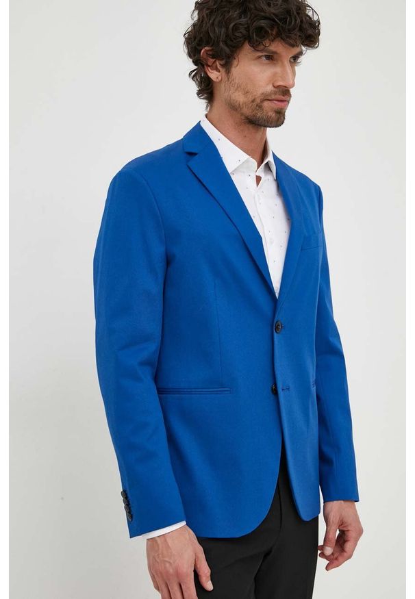 Sisley marynarka męska kolor niebieski. Kolor: niebieski. Materiał: tkanina. Styl: klasyczny