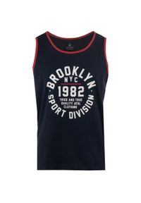 RIDER UNDERWEAR - Męski tank top Athl DPT Keplero Navy 2XL – 100% bawełna. Kolor: czerwony, niebieski, wielokolorowy. Materiał: bawełna. Wzór: nadruk. Styl: sportowy #1