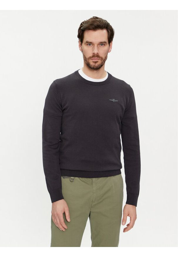 Aeronautica Militare Sweter 241MA1488L506 Szary Slim Fit. Kolor: szary. Materiał: bawełna