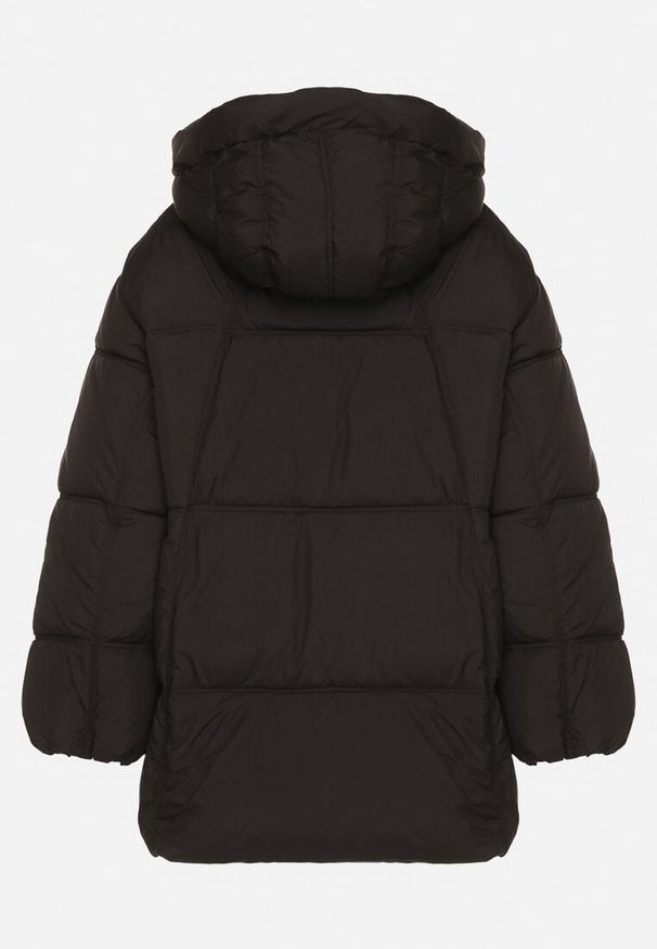 Born2be - Czarna Pikowana Kurtka o Kroju Oversize z Kapturem Galandia. Okazja: na co dzień, na spacer. Typ kołnierza: kaptur. Kolor: czarny. Materiał: jeans, poliester. Styl: casual, elegancki