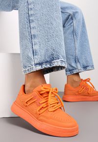 Renee - Pomarańczowe Sneakersy Sylvena. Nosek buta: okrągły. Zapięcie: sznurówki. Kolor: pomarańczowy. Materiał: materiał. Sezon: wiosna, jesień. Obcas: na obcasie. Wysokość obcasa: niski #1