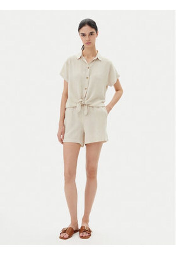 Vero Moda Koszula Thea 10333794 Beżowy Loose Fit. Kolor: beżowy. Materiał: wiskoza, len