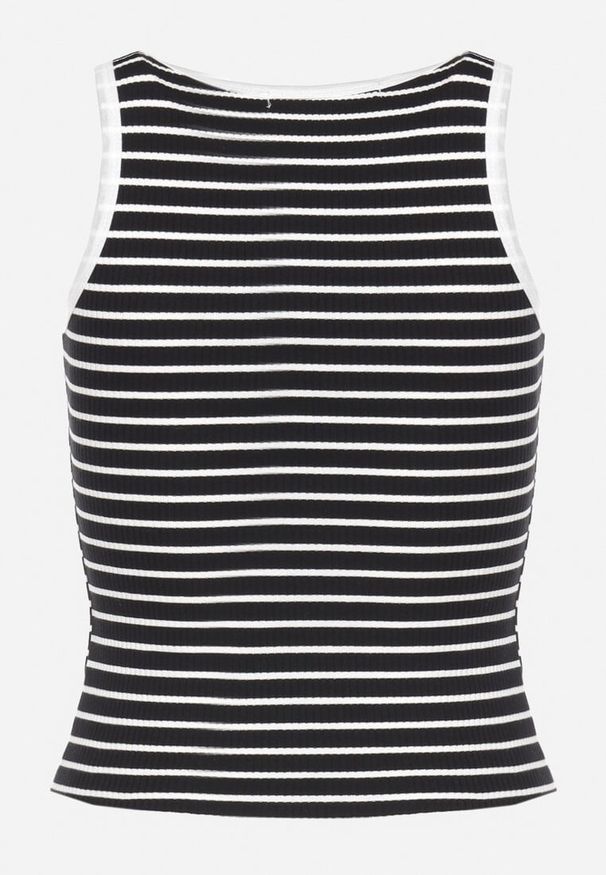Born2be - Czarno-Biały Klasyczny Elastyczny Top z Bawełny w Paski Oglea. Kolor: czarny. Materiał: bawełna. Wzór: paski. Sezon: lato. Styl: klasyczny