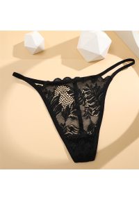 Intica - Stringi koronkowe z wycięciami na specjalne okazje Sangsuk. Kolor: czarny. Materiał: koronka. Wzór: koronka