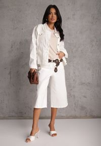 Renee - Beżowy Wiskozowy T-shirt z Dekoltem V Eupharis. Okazja: na co dzień. Typ kołnierza: dekolt w kształcie V. Kolor: beżowy. Materiał: wiskoza. Styl: casual, elegancki #5