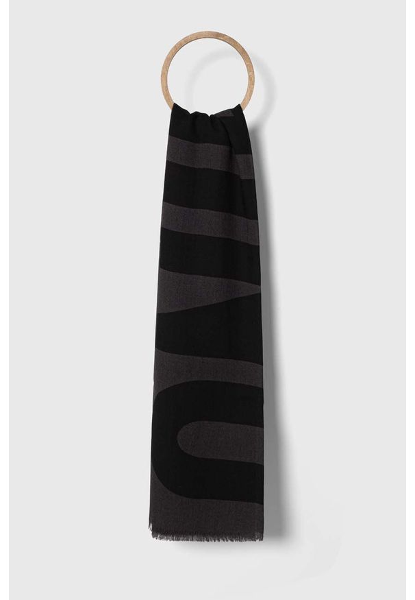 MOSCHINO - Moschino szal wełniany kolor szary wzorzysty. Kolor: szary. Materiał: wełna