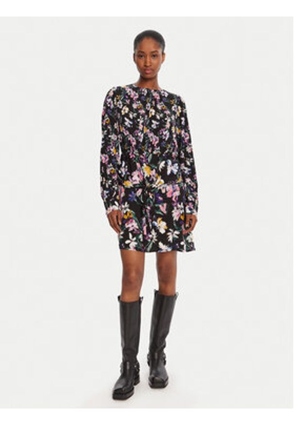 Desigual Sukienka codzienna Flor Acrilica 25WWVW09 Czarny Regular Fit. Okazja: na co dzień. Kolor: czarny. Materiał: wiskoza. Typ sukienki: proste. Styl: casual