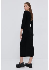 TwinSet - Twinset - Sukienka. Kolor: czarny. Materiał: dzianina. Wzór: gładki. Typ sukienki: dopasowane #6