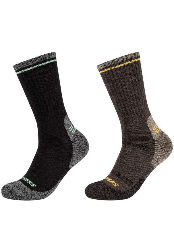 skechers - Skarpetki sportowe dla dorosłych 2PPK Men Trail Wool Socks. Kolor: czarny. Materiał: elastan, wełna. Sport: piłka nożna