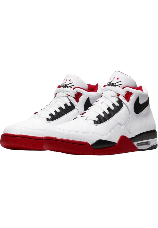 Nike - Męskie Skórzane Buty Sportowe Legacy Flight. Kolor: czerwony, biały, wielokolorowy. Materiał: skóra. Sezon: zima. Styl: sportowy