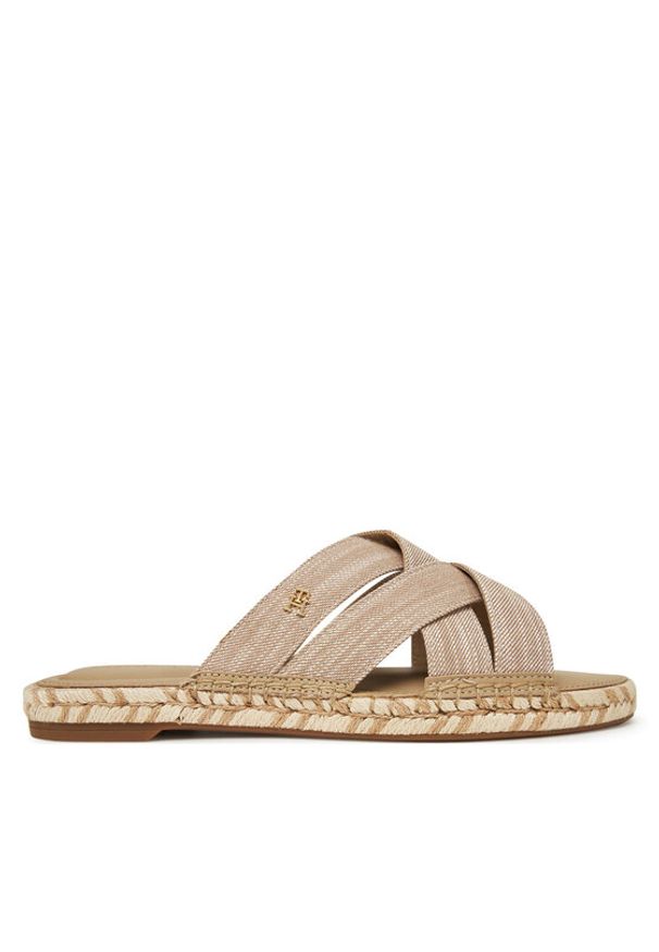 TOMMY HILFIGER - Tommy Hilfiger Espadryle Chambray Espadrille Mule FW0FW08501 Beżowy. Kolor: beżowy. Materiał: materiał