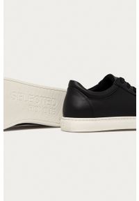 Selected buty skórzane Slhevan Leather kolor czarny. Nosek buta: okrągły. Zapięcie: sznurówki. Kolor: czarny. Materiał: skóra