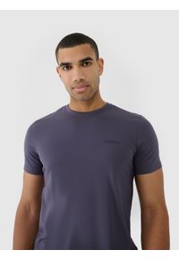 4f - 4F T-shirt regular gładki męski - szary S. Okazja: na co dzień. Kolor: szary. Materiał: skóra, jersey, dzianina, materiał, bawełna. Długość rękawa: krótki rękaw. Długość: krótkie. Wzór: gładki. Styl: klasyczny, sportowy, casual