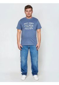 Big-Star - Koszulka męska z nadrukiem niebieska Reddrez 402. Okazja: na co dzień. Kolor: niebieski. Materiał: dzianina, bawełna, jeans. Wzór: nadruk. Sezon: lato. Styl: casual, wakacyjny, klasyczny #5