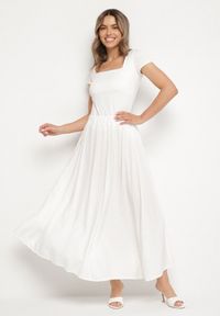 Born2be - Biała Rozkloszowana Spódnica z Wiskozą Zisene. Okazja: na co dzień. Kolor: biały. Materiał: wiskoza. Styl: klasyczny, elegancki, casual #3