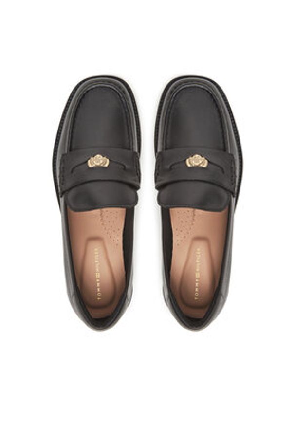 TOMMY HILFIGER - Tommy Hilfiger Lordsy Crest Squarish Toe Penny Loafer FW0FW08633 Czarny. Kolor: czarny. Materiał: skóra