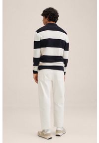 Mango Man sweter z domieszką wełny Canetp męski kolor biały. Okazja: na co dzień. Kolor: biały. Materiał: wełna. Długość: krótkie. Styl: casual #2