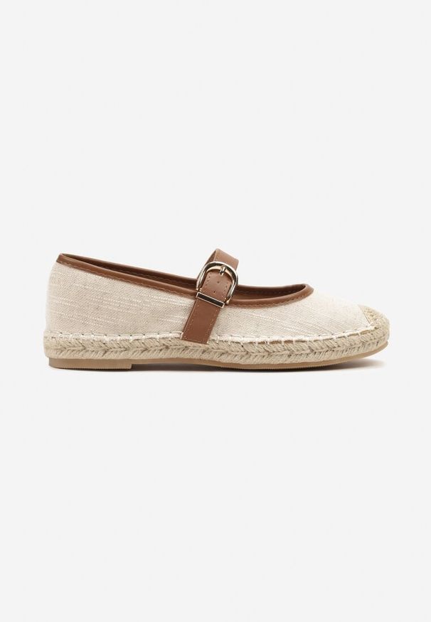 Born2be - Brązowo-Beżowe Espadryle na Plecionej Podeszwie z Kontrastującym Paskiem z Klamerką Ridioria. Okazja: na imprezę, na co dzień, do pracy, na spotkanie biznesowe. Zapięcie: pasek. Kolor: brązowy. Sezon: lato. Styl: casual, elegancki, biznesowy