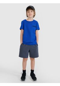 4f - 4F Spodenki dresowe chłopięce - szare 140 (9-10 lat). Okazja: na co dzień. Kolor: szary. Materiał: dresówka. Długość: krótkie. Wzór: napisy, gładki, ze splotem. Sezon: lato. Styl: casual, sportowy #1