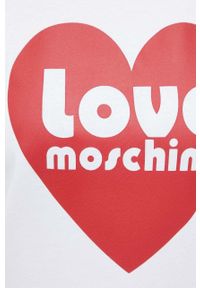 Love Moschino t-shirt bawełniany kolor biały. Okazja: na co dzień. Kolor: biały. Materiał: bawełna. Wzór: nadruk. Styl: casual #5
