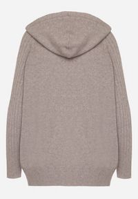 Born2be - Ciemnobrązowy Sweter z Kapturem i Kieszenią z Domieszką Kaszmiru Neriele. Okazja: na co dzień. Typ kołnierza: kaptur. Kolor: brązowy. Materiał: kaszmir. Wzór: aplikacja. Styl: casual #4