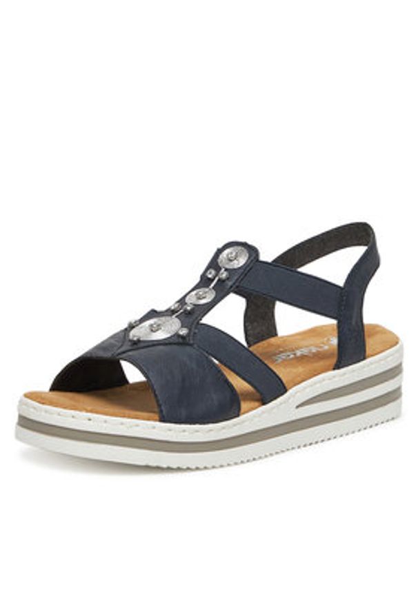 Rieker Sandały V0287-14 Granatowy. Kolor: niebieski. Materiał: syntetyk, materiał