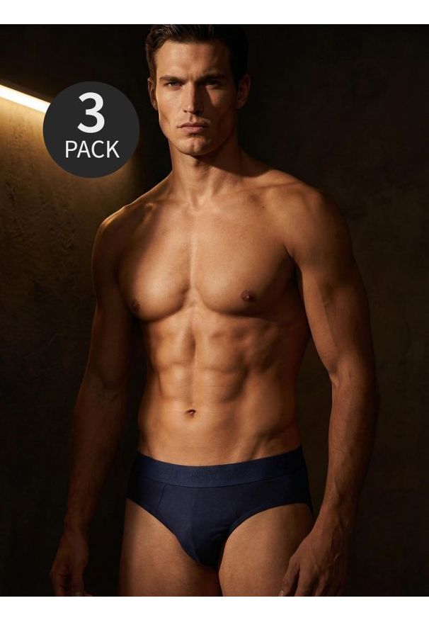 Sinsay - Bawełniane slipy 3 pack - granatowy. Kolor: niebieski. Materiał: bawełna