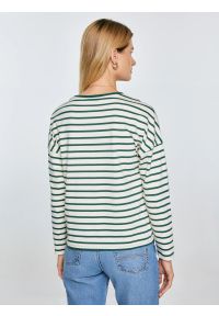Big-Star - Bluzka damska w paski beżowo-zielone Alerra 304. Okazja: na co dzień. Kolor: zielony. Materiał: jeans, dzianina. Wzór: paski. Styl: casual
