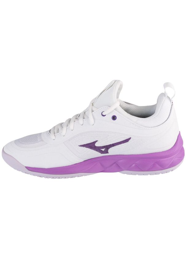 Mizuno - Buty do siatkówki damskie, Wave Luminous 3. Kolor: biały, wielokolorowy, fioletowy. Materiał: materiał, syntetyk. Model: Mizuno Wave. Sport: siatkówka