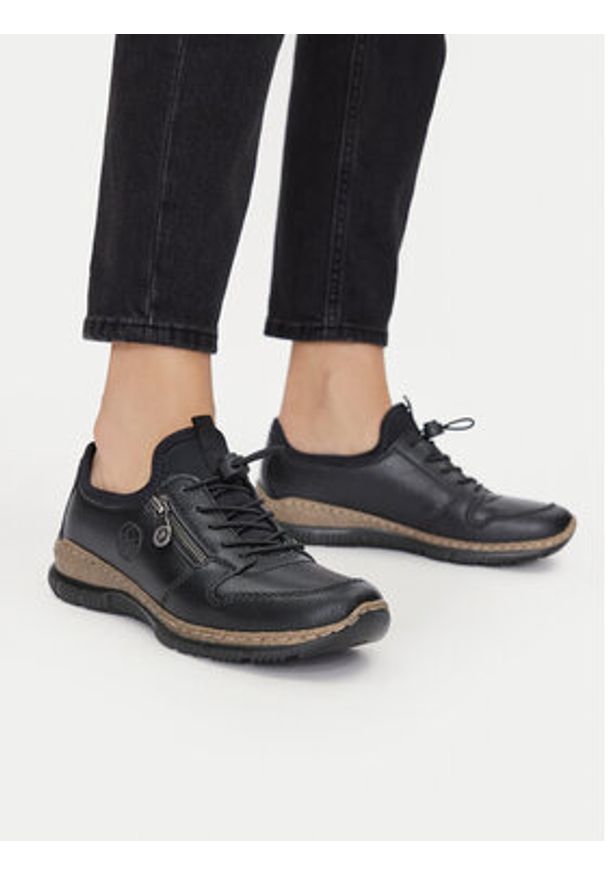 Rieker Półbuty N32G0-00 Czarny. Kolor: czarny. Materiał: skóra