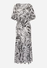 Born2be - Czarna Bawełniana Sukienka Rozkloszowana w Liście Alaniva. Okazja: na co dzień. Typ kołnierza: dekolt w kształcie V. Kolor: czarny. Materiał: bawełna. Wzór: nadruk. Sezon: wiosna, lato. Styl: elegancki, casual #4