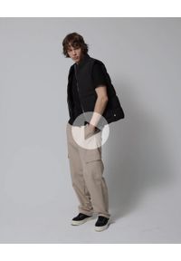 outhorn - Spodnie tkaninowe cargo męskie - beżowe. Kolor: beżowy. Materiał: tkanina #8