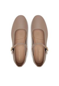 TOMMY HILFIGER - Tommy Hilfiger Baleriny Leather Maryjane Ballerina FW0FW08651 Beżowy. Kolor: beżowy. Materiał: skóra #3