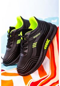 Casu - Czarne buty sportowe sznurowane casu 20y02/gr. Kolor: czarny, wielokolorowy, zielony