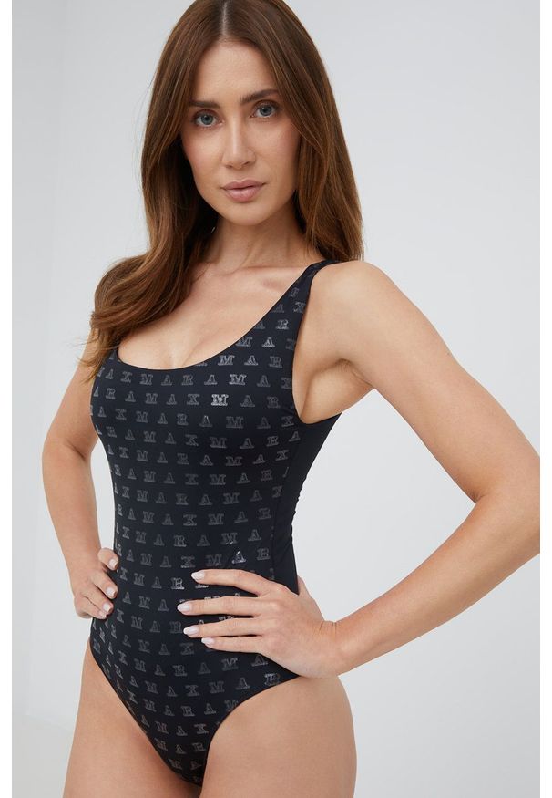 Max Mara Leisure jednoczęściowy strój kąpielowy kolor czarny lekko usztywniona miseczka. Kolor: czarny. Materiał: dzianina