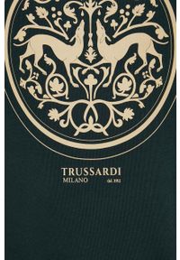 Trussardi Jeans - Trussardi bluza bawełniana męska kolor zielony z nadrukiem. Kolor: zielony. Materiał: bawełna. Wzór: nadruk. Styl: klasyczny #2
