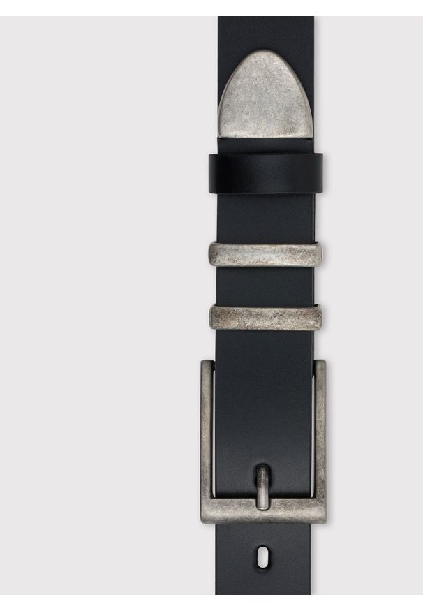 Pako Lorente - PAKO LORENTE – Pasek skórzany męski z metalową końcówką. Materiał: skóra. Styl: klasyczny, elegancki