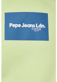 Pepe Jeans Bluza Dexter męska kolor zielony z kapturem gładka. Okazja: na co dzień. Typ kołnierza: kaptur. Kolor: zielony. Materiał: dzianina. Wzór: gładki, nadruk. Styl: casual #3
