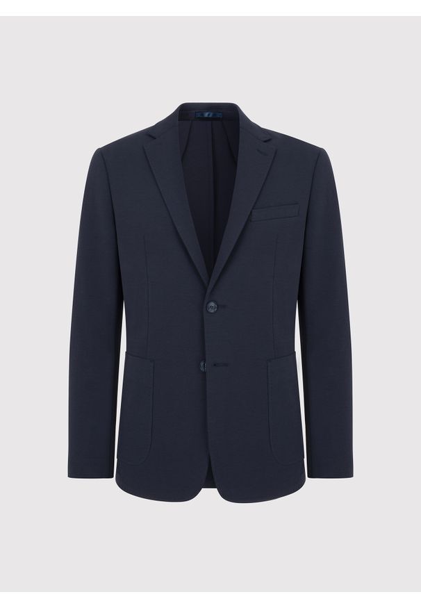 Pako Lorente - PAKO LORENTE - Granatowa dzianinowa marynarka męska. Okazja: na co dzień. Kolor: niebieski. Materiał: dzianina. Sezon: wiosna. Styl: casual