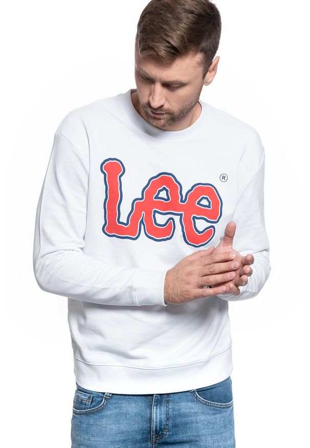 Lee - BLUZA LEE LOGO SWS WHITE L82VWO12 112122225. Wzór: nadruk