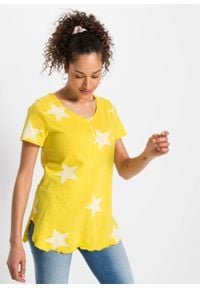 T-shirt w gwiazdy bonprix żółty kukurydziany - biały. Kolor: żółty #3