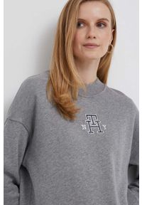 TOMMY HILFIGER - Tommy Hilfiger bluza bawełniana damska kolor szary melanżowa. Kolor: szary. Materiał: bawełna. Wzór: melanż. Styl: klasyczny #3